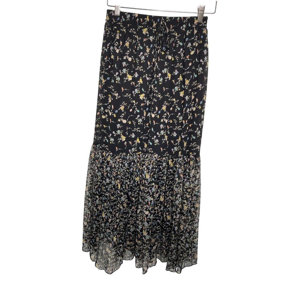 Andi + James Black Floral Maxi Skirt